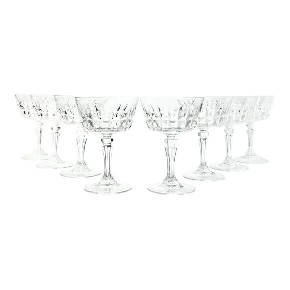 Cristal d’Arques “Chantelle” Set of 8 Crystal Coupe Champagne Glasses 5 3/8” 8oz - Picture 1 of 4